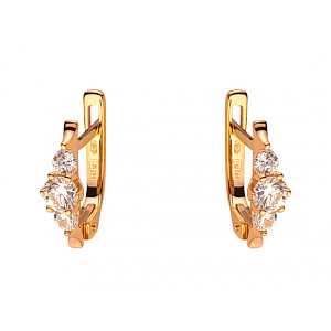Золоті сережки з цирконієм куб. (01-200230565) фотографія