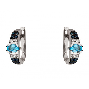 Золотые серьги с бриллиантами, корундами  и  топазами (01-200473865) фотография