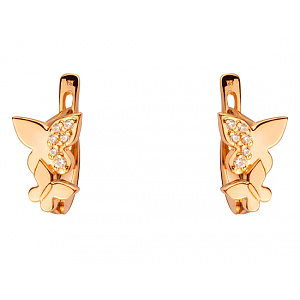 Золотые серьги с цирконием куб. (01-200487565) фотография