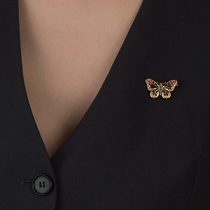 Золота брошка з топазами  та  шпінеллю (10б_бр-019) фотографія