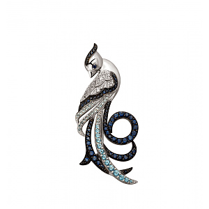 Золота брошка з діамантами, сапфірами  та  топазами (11б_бр-007) фотографія