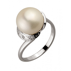 Золота каблучка з перлиною  та  цирконієм куб. (01-18962166) фотографія