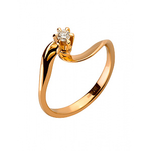 Золота каблучка з діамантом (01-19153066) фотографія