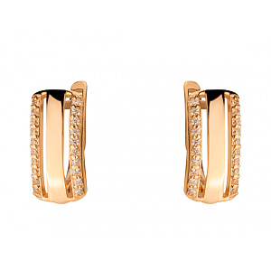 Золотые серьги с цирконием куб. (01-200137466) фотография