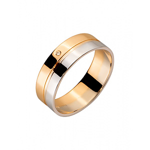 Золота обручка з діамантом (01-200462066) фотографія