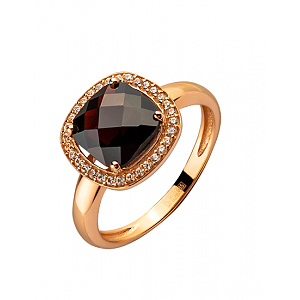 Золотое кольцо с гранатом  и  цирконием куб. (01-200510766) фотография