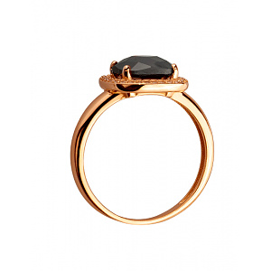 Золотое кольцо с гранатом  и  цирконием куб. (01-200510766) фотография