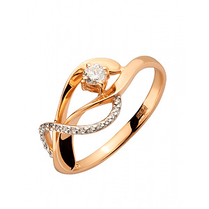 Золотое кольцо с бриллиантом (01-200552666) фотография