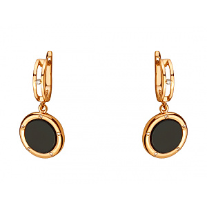 Золотые серьги с фианитом (цирконием куб.) (01-200807566) фотография