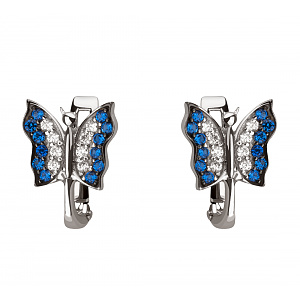 Золотые серьги с фианитом  и  шпинелем (11б_с-050) фотография