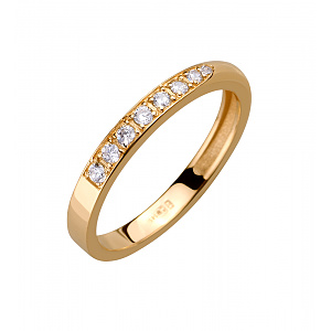 Золота обручка з фіанітами  та  цирконієм куб. (1б_к-302) фотографія