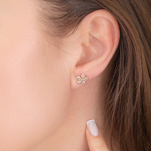 Золоті сережки з фіанітами  та  цирконіями (1б_с-234) фотографія