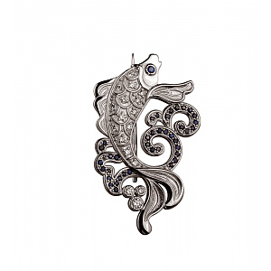 Золота брошка з діамантами  та  сапфірами (2б_бр-017) фотографія