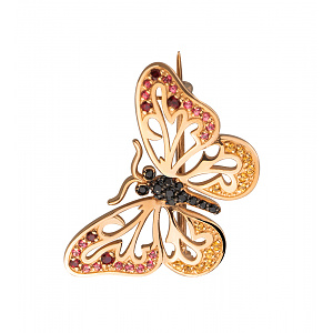 Золота брошка з топазами  та  шпінеллю (10б_бр-019) фотографія