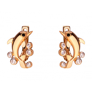 Золоті сережки з цирконієм куб. (01-200191467) фотографія