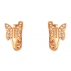 Золотые серьги с цирконием куб. (01-200264767) фотография