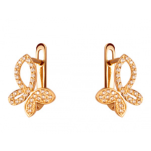 Золотые серьги с цирконием куб. (01-200438367) фотография