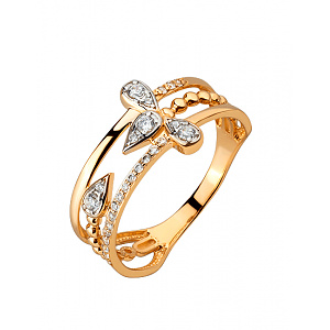 Золота каблучка з фіанітом (цирконієм куб.) (01-200851667) фотографія