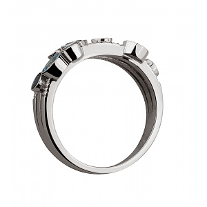 Золотое кольцо с бриллиантами и сапфиром и топазом (2б_к-178) фотография