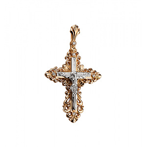 Золотий хрестик з діамантами (4б_п-022) фотографія