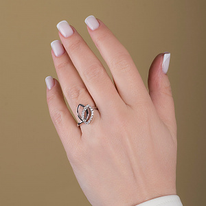 Золота каблучка з діамантами (2к-268) фотографія