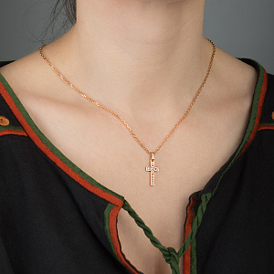 Золотий хрестик з діамантами (1б_п-212) фотографія