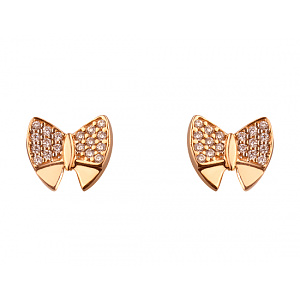 Золотые серьги с цирконием куб. (01-19232768) фотография