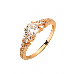 Золотое кольцо с цирконием куб. (01-200219068) фотография