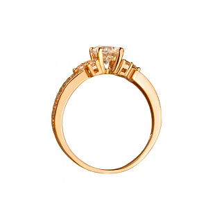 Золотое кольцо с цирконием куб. (01-200219068) фотография