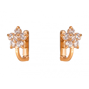 Золотые серьги с цирконием куб. (01-200283068) фотография