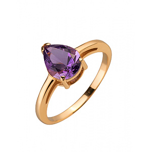 Золота каблучка з аметистом (01-200323768) фотографія