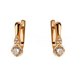 Золотые серьги с цирконием куб. (01-200374268) фотография