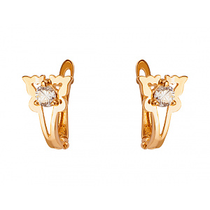 Золотые серьги с цирконием куб. (01-200382768) фотография