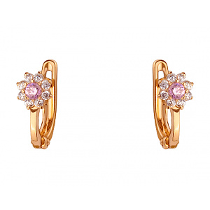 Золоті сережки з цирконієм куб. (01-200422768) фотографія