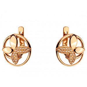 Золоті сережки з цирконієм куб. (01-200569568) фотографія