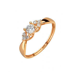 Золотое кольцо с цирконием куб. (01-200616868) фотография