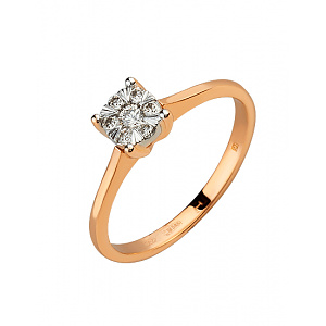 Золота каблучка з діамантами (01-200633368) фотографія