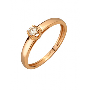 Золота каблучка з діамантом (01-200769668) фотографія