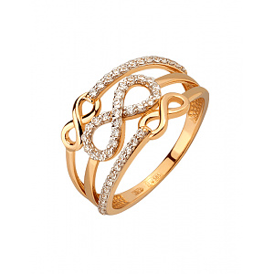 Золота каблучка з фіанітом (цирконієм куб.) (01-200838368) фотографія