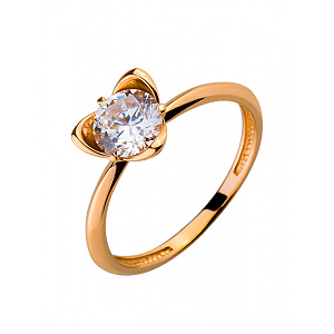 Золотое кольцо с цирконием куб. (01-19125469) фотография