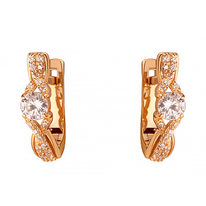 Золотые серьги с цирконием куб. (01-200159869) фотография