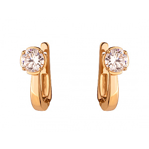 Золоті сережки з цирконієм куб. (01-200159969) фотографія