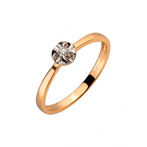 Золотое кольцо с бриллиантом (01-200323769) фотография