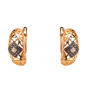 Золоті сережки з цирконієм куб. (01-200404869) фотографія