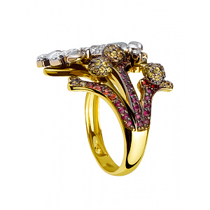 Золотое кольцо с бриллиантами (01-200413869) фотография