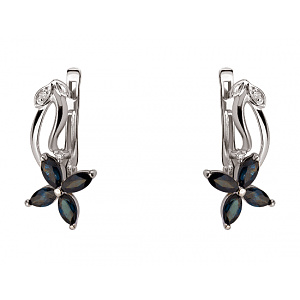 Золотые серьги с бриллиантами  и  корундами (01-200438269) фотография