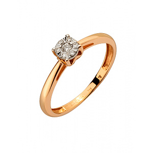 Золота каблучка з діамантами (01-200539569) фотографія