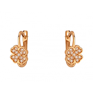 Золотые серьги с цирконием куб.  и  емаль (01-200581669) фотография