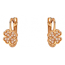 Золотые серьги с цирконием куб.  и  емаль (01-200581669)