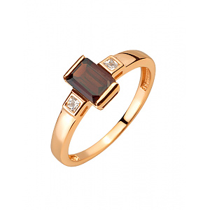 Золотое кольцо с гранатом  и  фианитом (цирконием куб.) (01-200742469) фотография